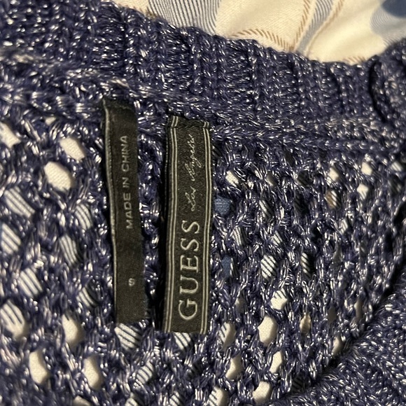 Guess brand bluish-purple silvery sweater. High-low style, size Small - Picture 6 of 6